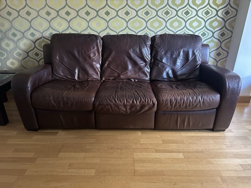 Natuzzi brown leather sofa - leather,