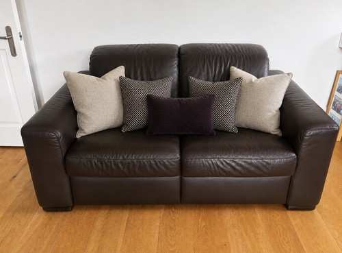 Natuzzi brown leather seater - brown,