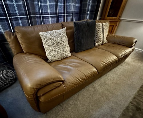 Natuzzi brown leather sofa - brown,
