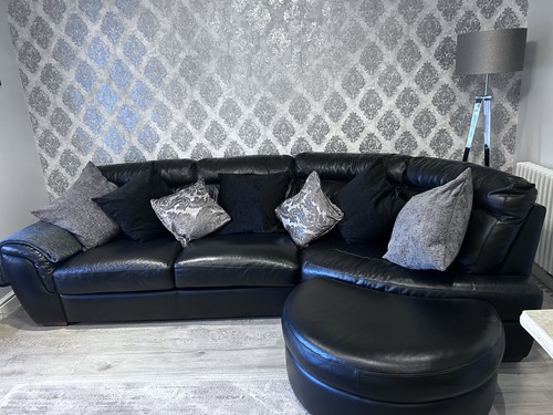 Natuzzi sofa chair poufee - &,
