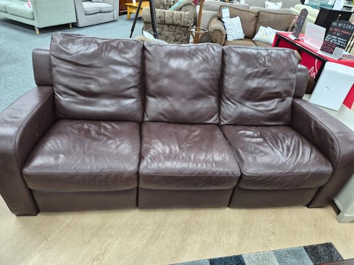 Natuzzi brown leather seater - 3,