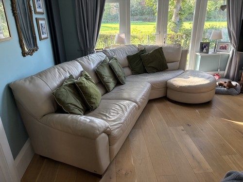 Natuzzi cream leather curved - leather,