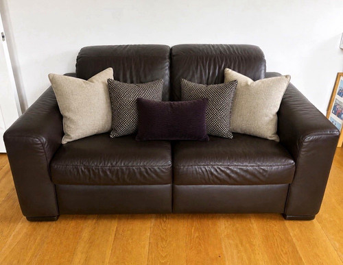 Natuzzi brown leather seater - brown,
