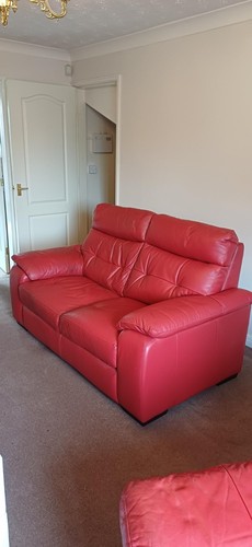 Leather sofa red made - leather, by