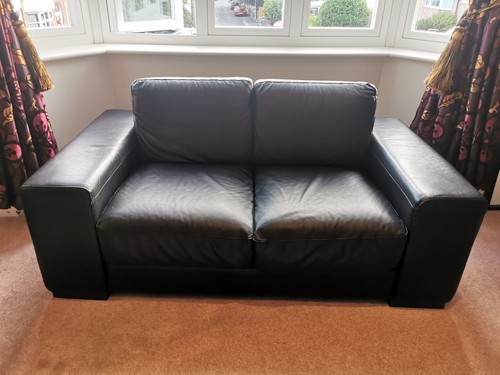 Black leather sofa - leather, natuzzi