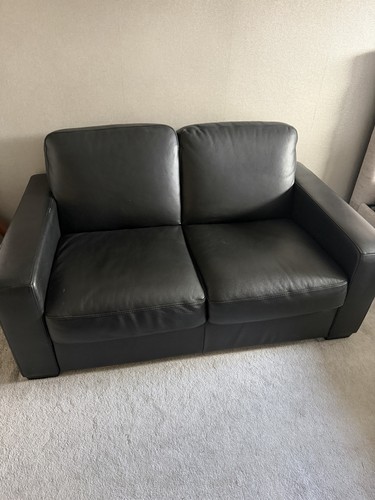 Black leather seater sofa - black,