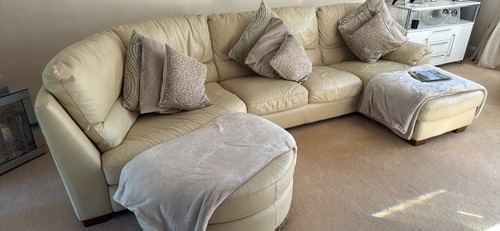 Natuzzi ivory leather sofa - leather,