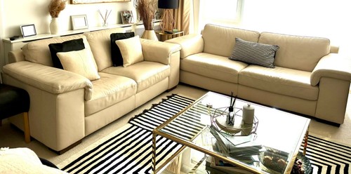 Natuzzi cream leather seater - natuzzi,